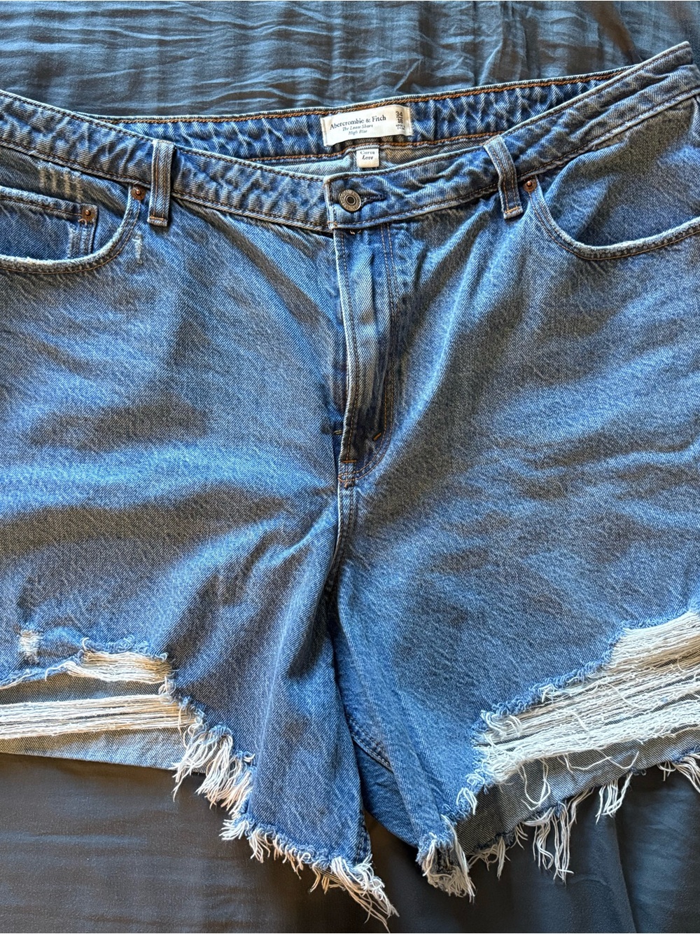 Abercrombie & Fitch High Waisted Blue Denim Shorts